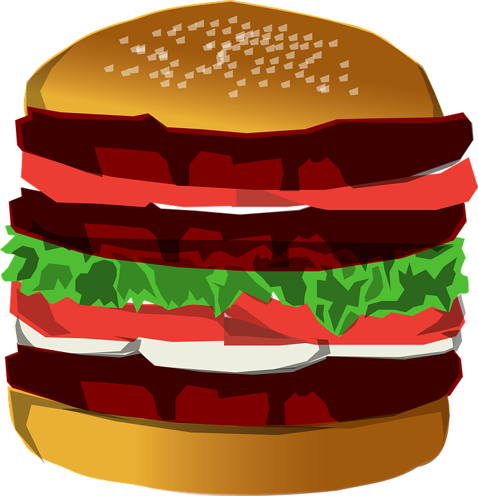 Burger Hamburger Food Sandwich Meat Cheeseburger - Clipart Hamburger (693x720), Png Download