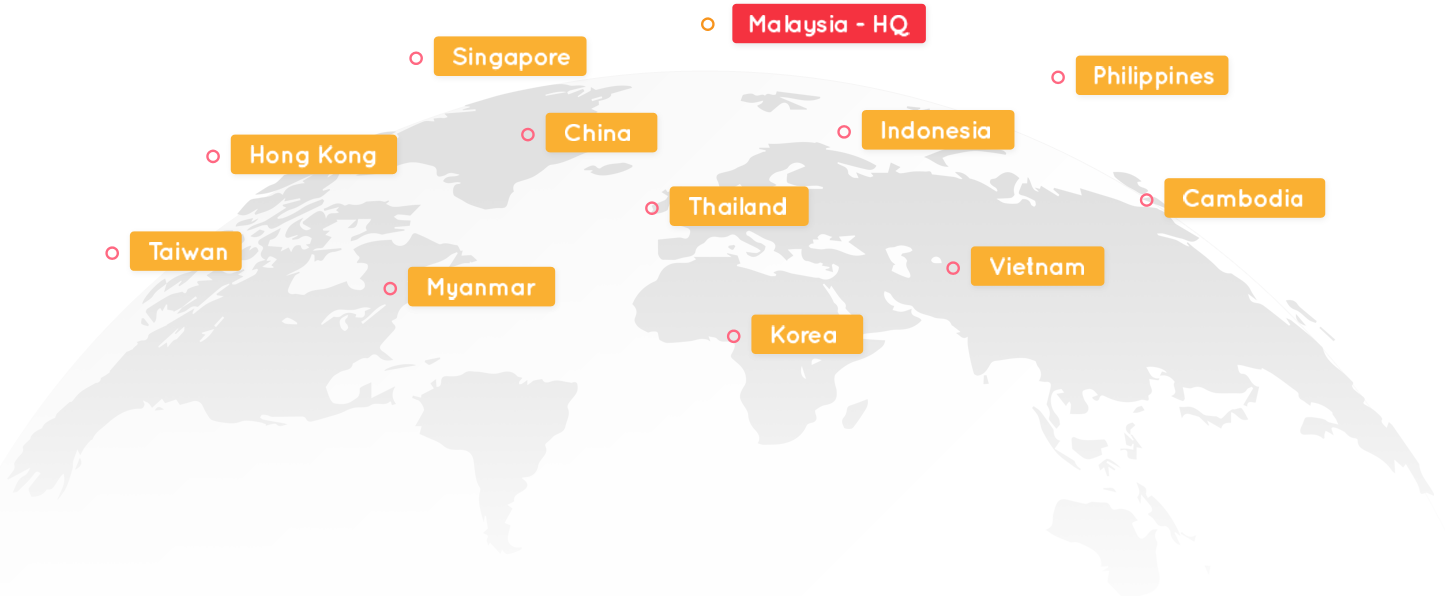 We Are Currently In Malaysia, Singapore, Indonesia, - World Map (1445x596), Png Download