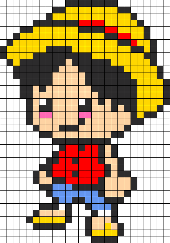Kandi Patterns For Kandi Cuffs - Monkey D Luffy Pixel Art (547x778), Png Download