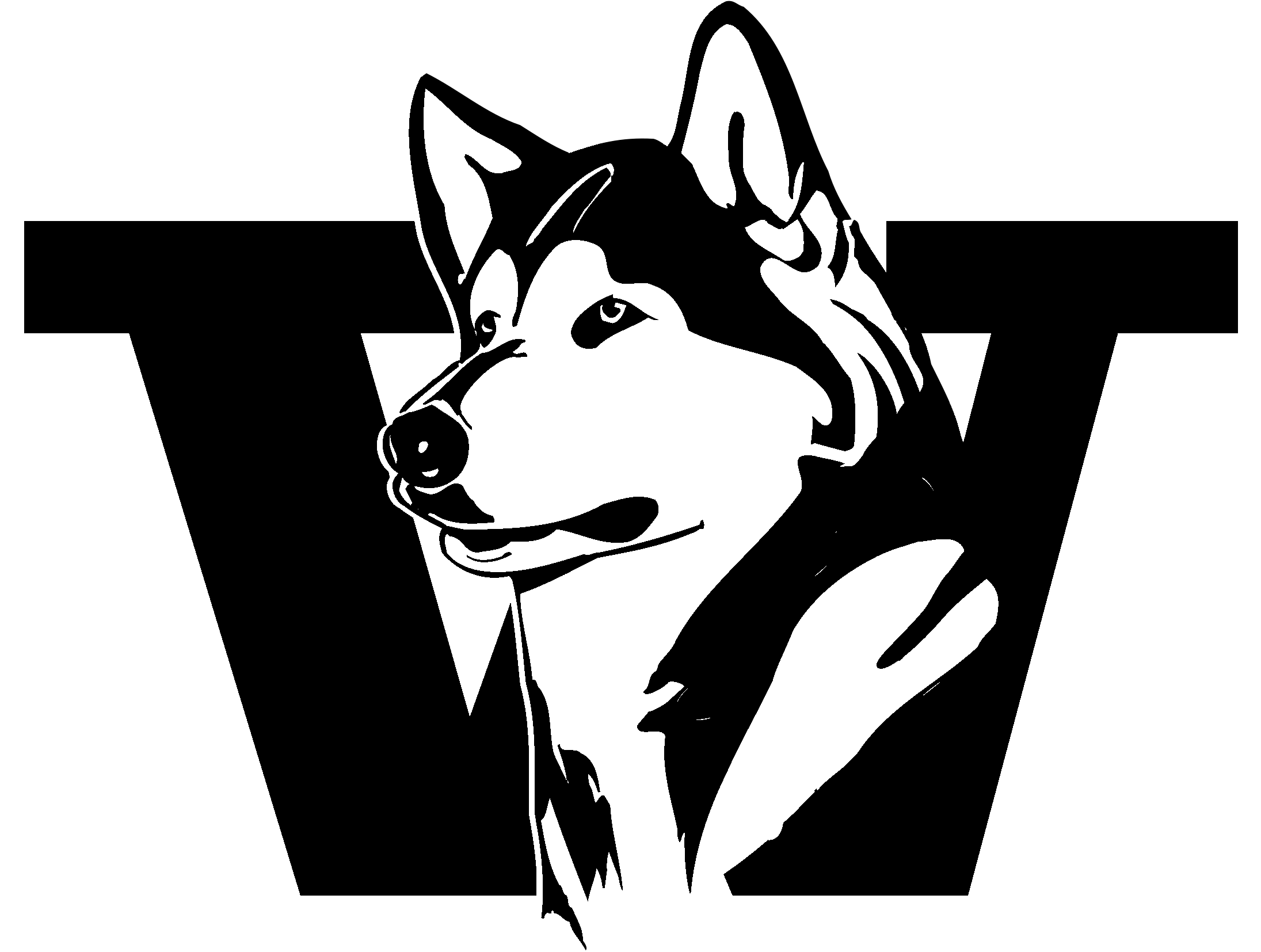 Washington Huskies Logo Black And White - University Of Washington Huskies (2400x2400), Png Download