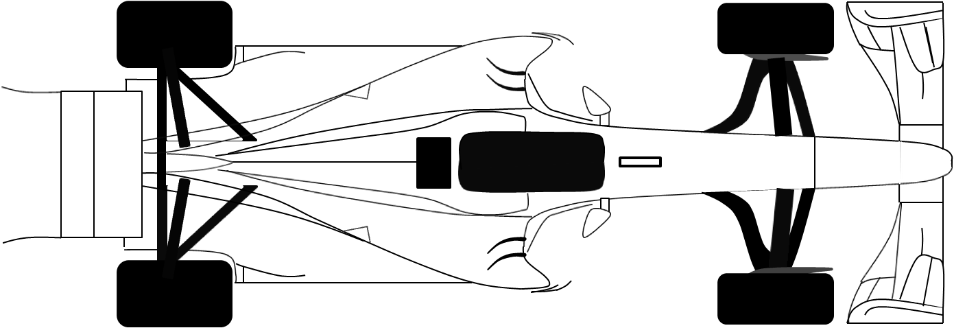 Formula 1 Car Top Down (1391x478), Png Download