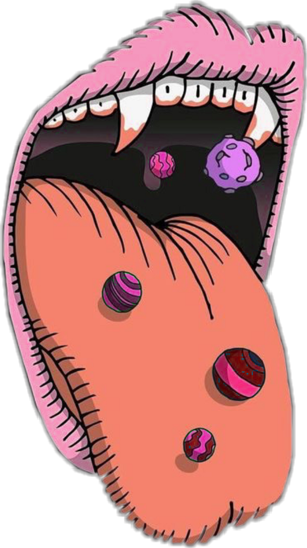 Tounge Sticker - Planets Mouth (1024x1825), Png Download