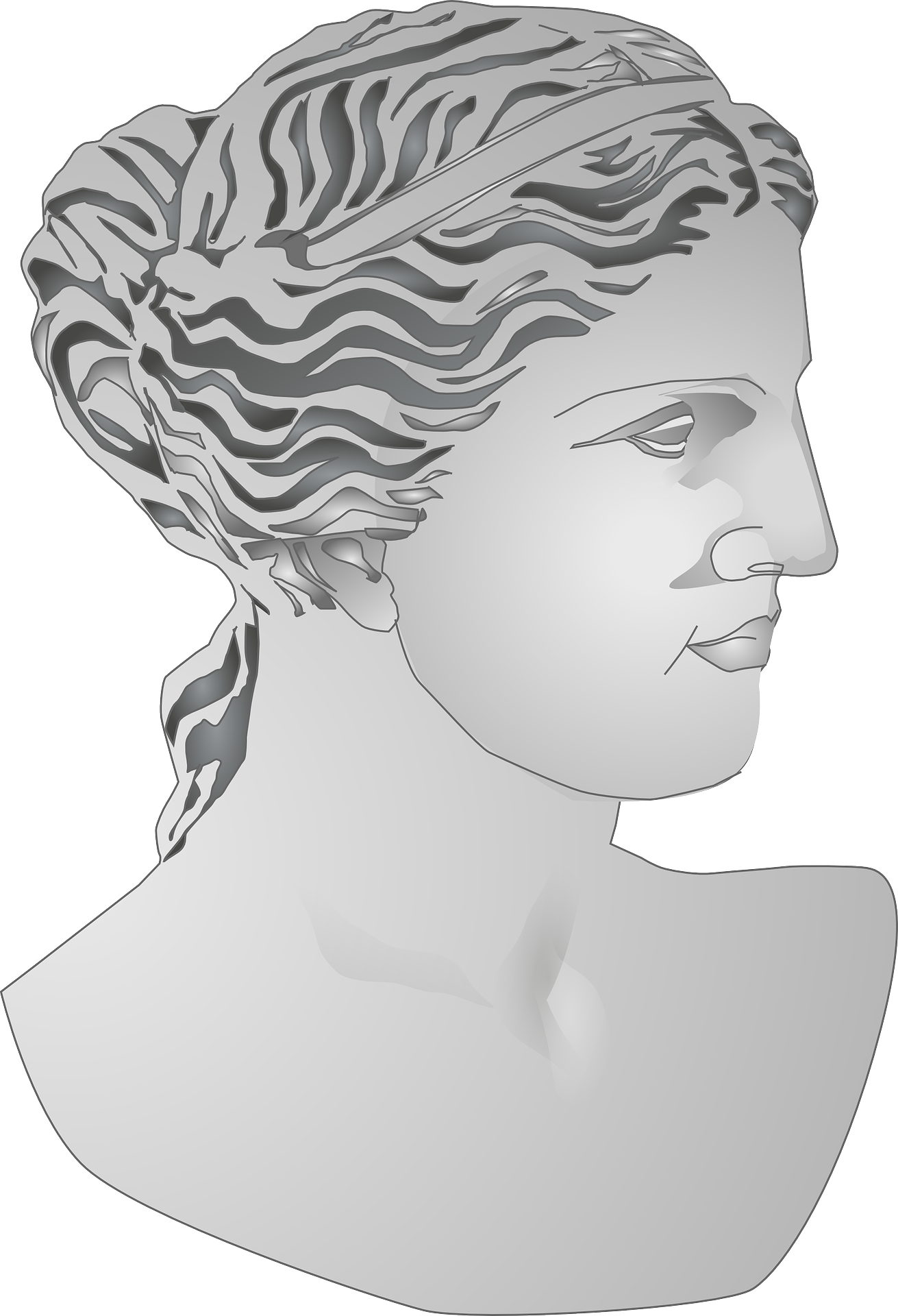 Roman Statue Profile - Ancient Roman Womens Hairstyles (1311x1920), Png Download