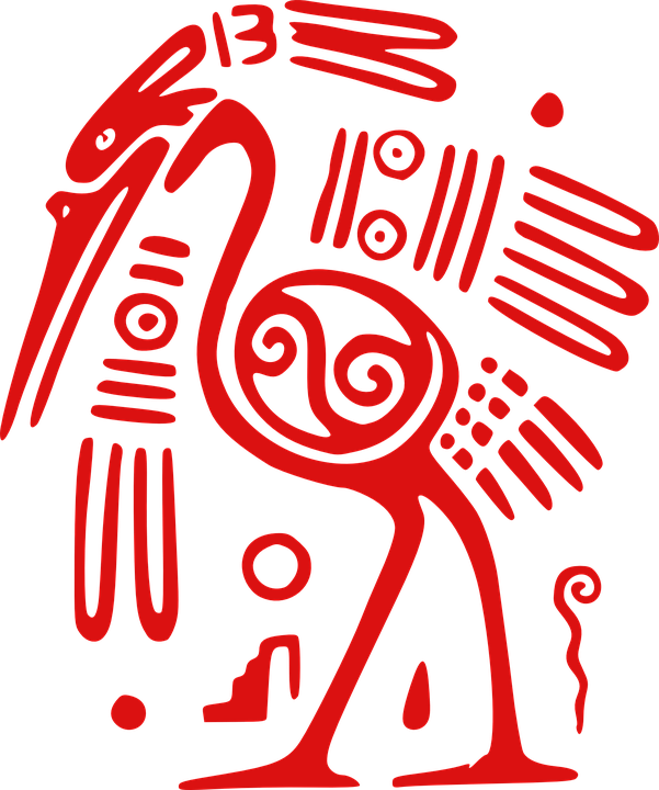 Ibis, Bird, Mexican, Tribal, Aztec, Ancient - Meso America Clip Art (601x720), Png Download