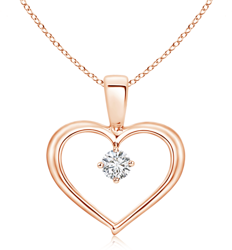 Solitaire Round Lab Grown Diamond Open Heart Pendant - Pendant (900x900), Png Download
