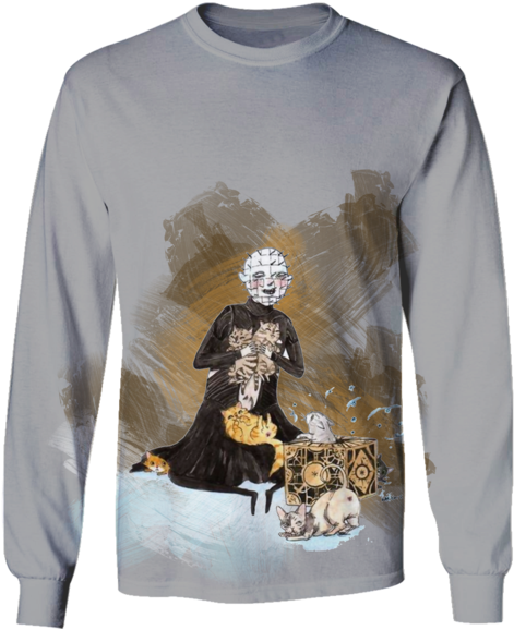3d Jason Voorhees With Cat Tshirt - Long-sleeved T-shirt (600x600), Png Download