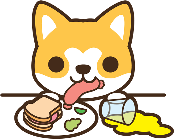 Dog Eating Food Off Table - Kawaii Dog And Cat Clipart (618x618), Png Download