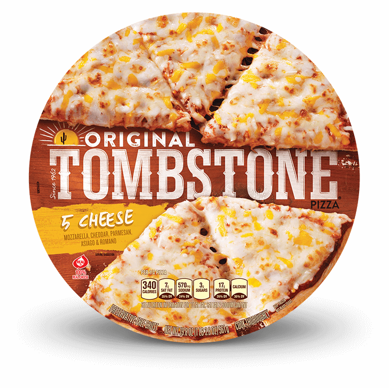 5 Cheese Back - Tombstone Cheese Pizza (780x779), Png Download