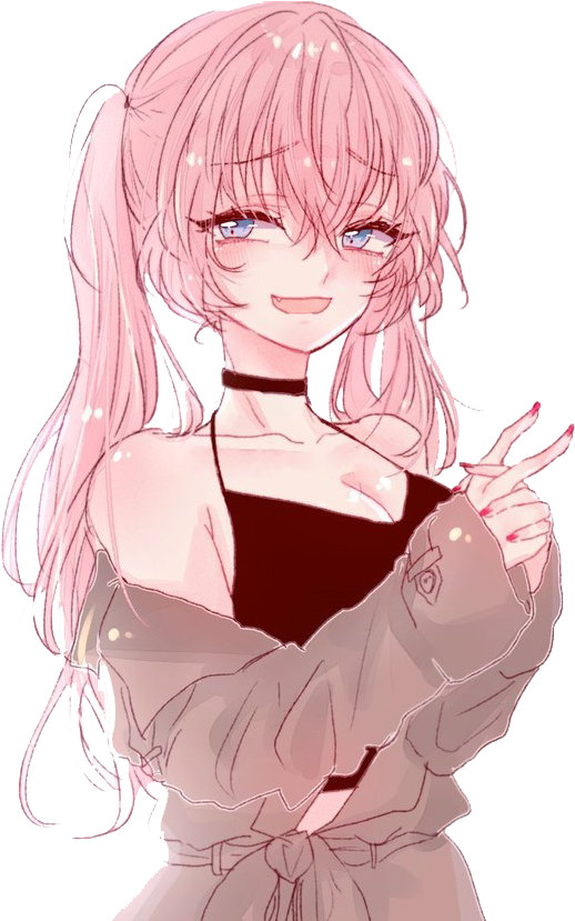 Report Abuse - Kawaii Pink Hair Anime Girl (610x828), Png Download