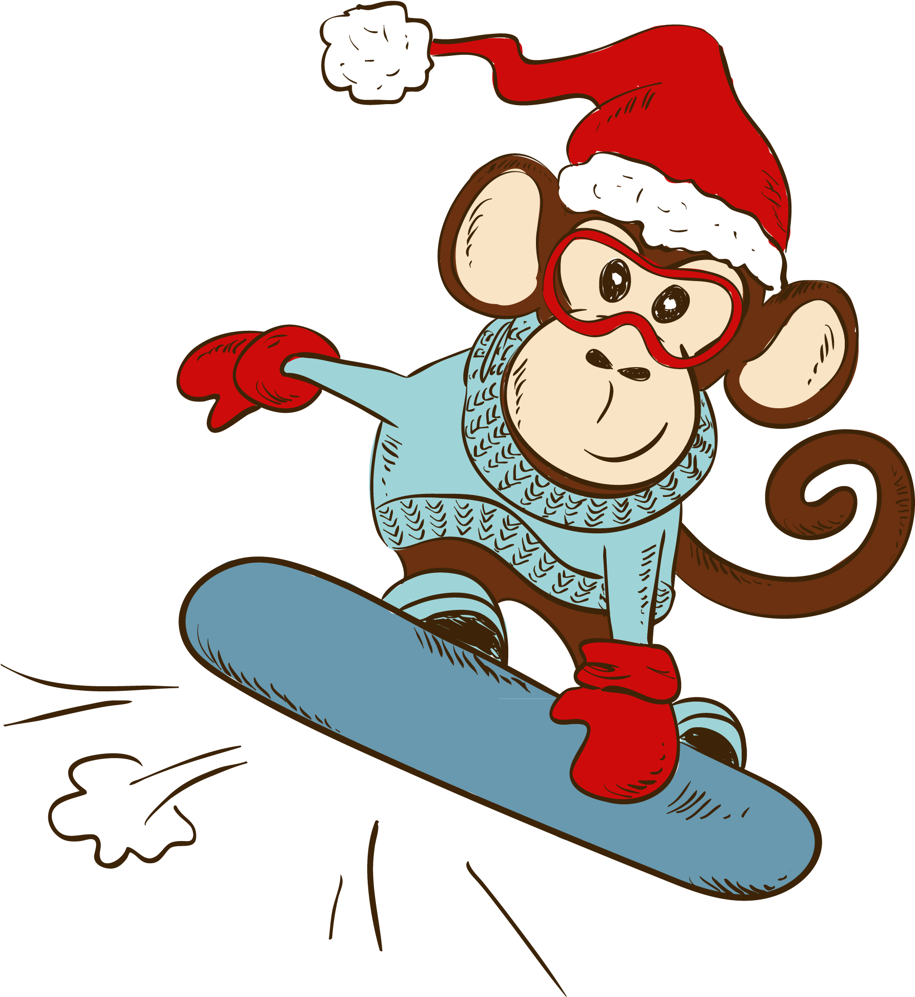 Skiing Snowboarding Art Monkey Transprent - Transparent Snowboarder Clip Art (2088x2155), Png Download