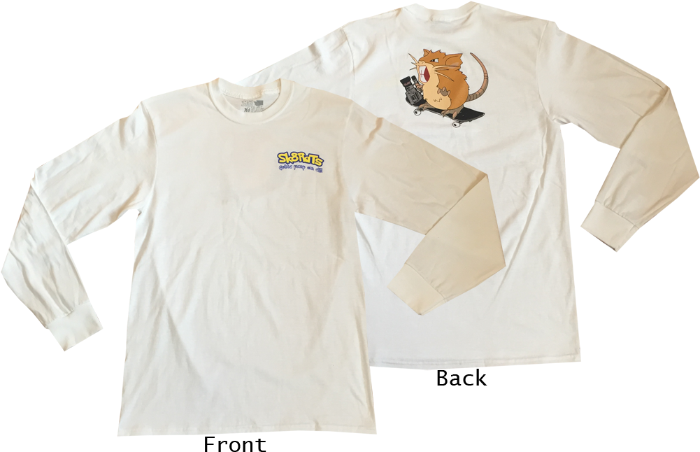 Sk8rats Raticate Long Sleeve T-shirt Front And Back - Long-sleeved T-shirt (1000x670), Png Download