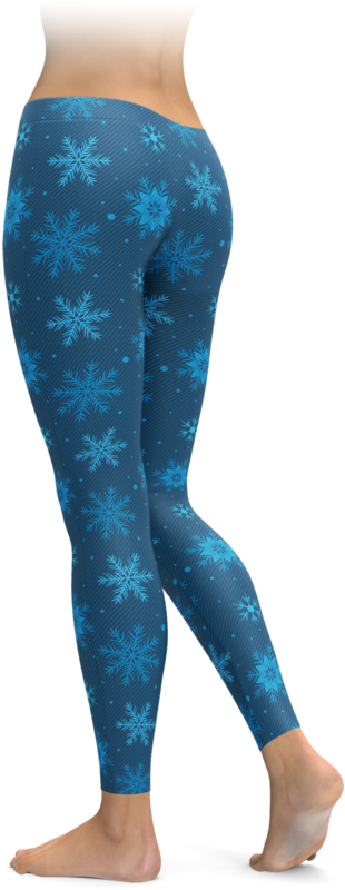Blue Snowflake Holiday Leggings - Leggings (740x896), Png Download