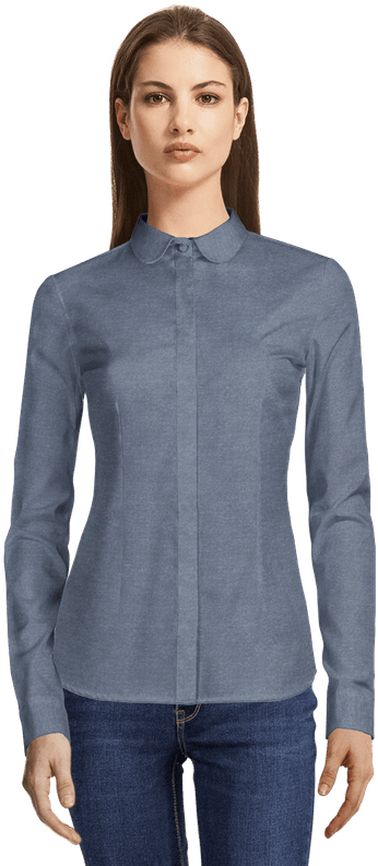 Blue Flannel Shirt-view Front - Shirt (437x807), Png Download