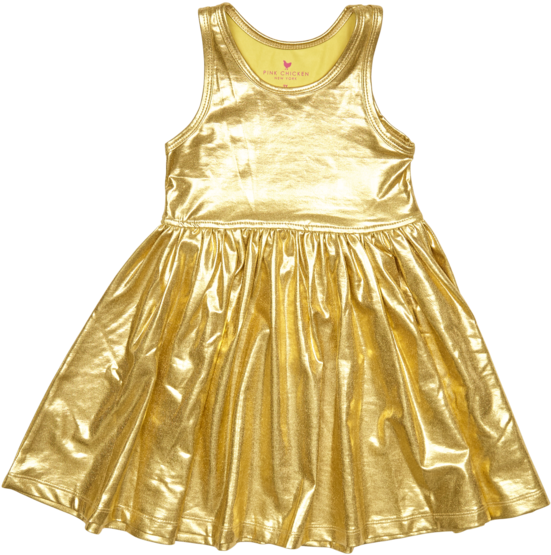 Girls Gold Metallic Sleeveless Dress - Желтое Платье На Прозрачном Фоне (600x600), Png Download
