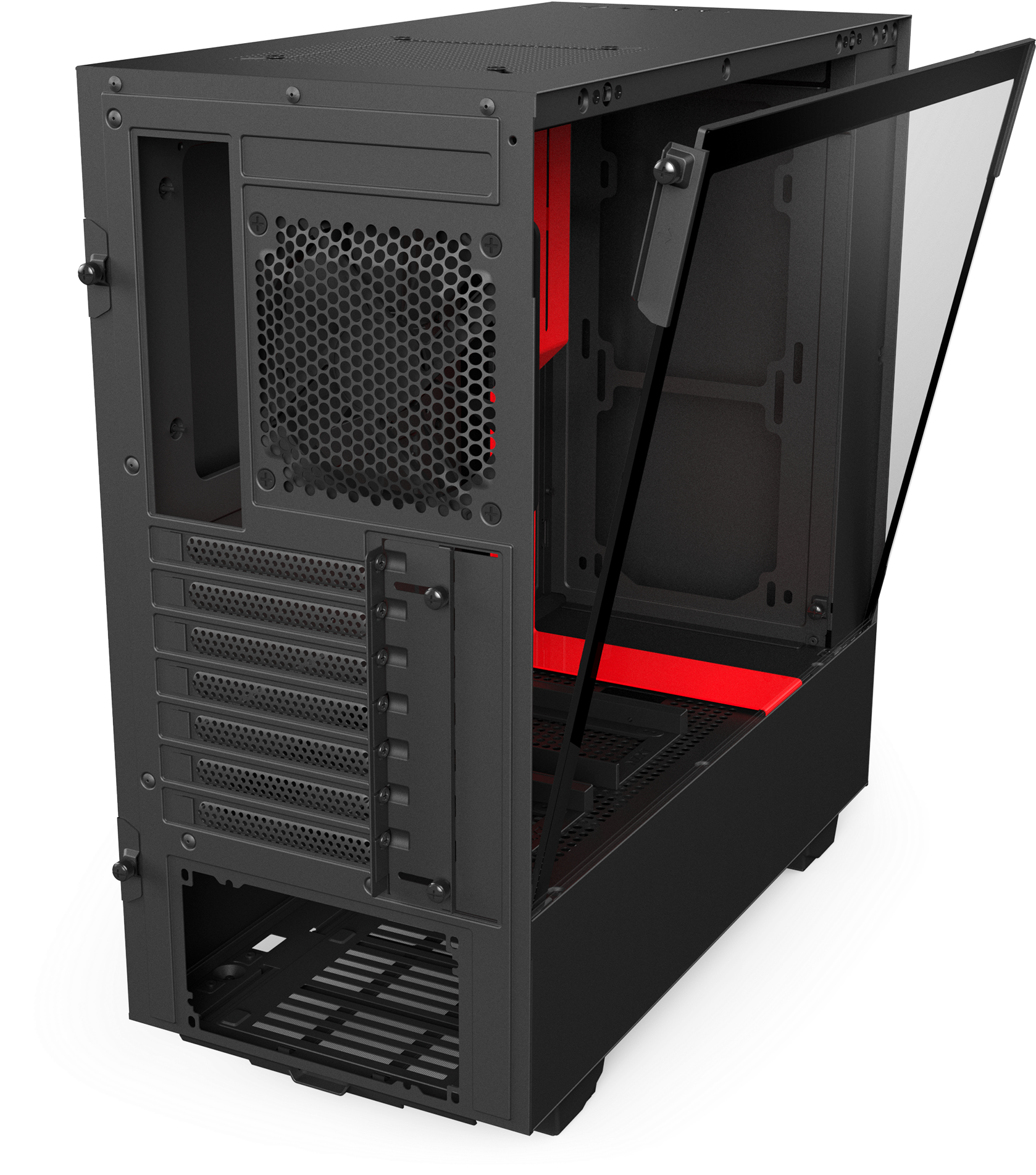 Compact Atx Pc Gaming Case - Nzxt H500 Black And Red (2000x2000), Png Download