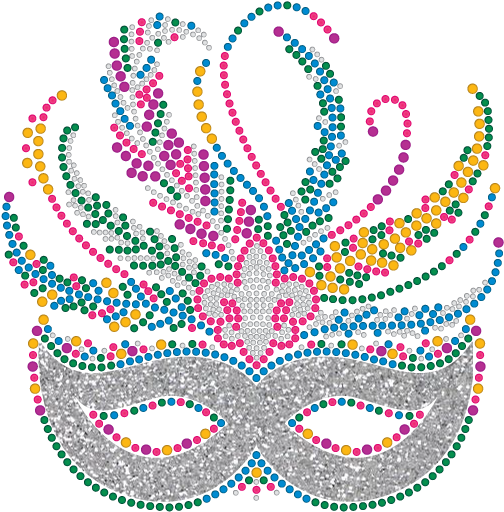 Mardi Gras Mask With Silver Rhinestones - Illustration (574x570), Png Download