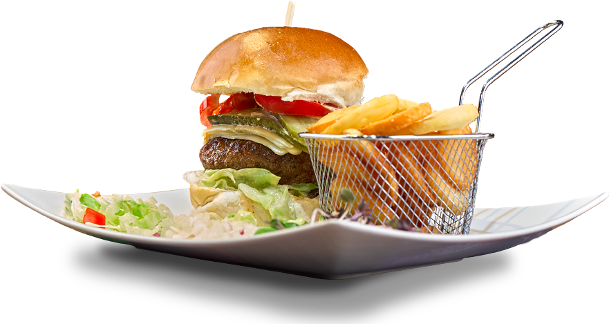 Burger Blend, Served Like A Burger Sandwich With Fries, - Patty (900x500), Png Download