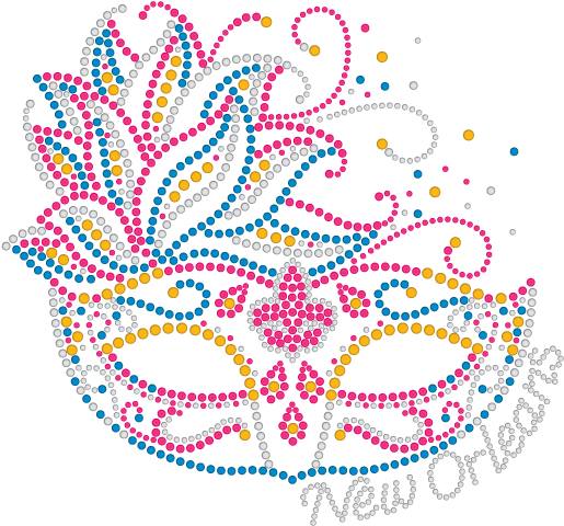 Mardi Gras Rhinestone Mask With Pink And Blue Feathers (600x553), Png Download