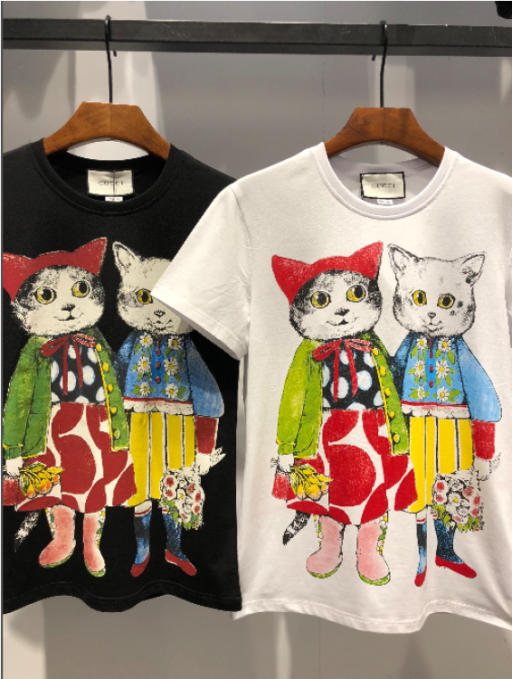 Gucci 08071224 Men's Gucci Tee Fashion Tops Short Cat - Clothes Hanger (750x750), Png Download