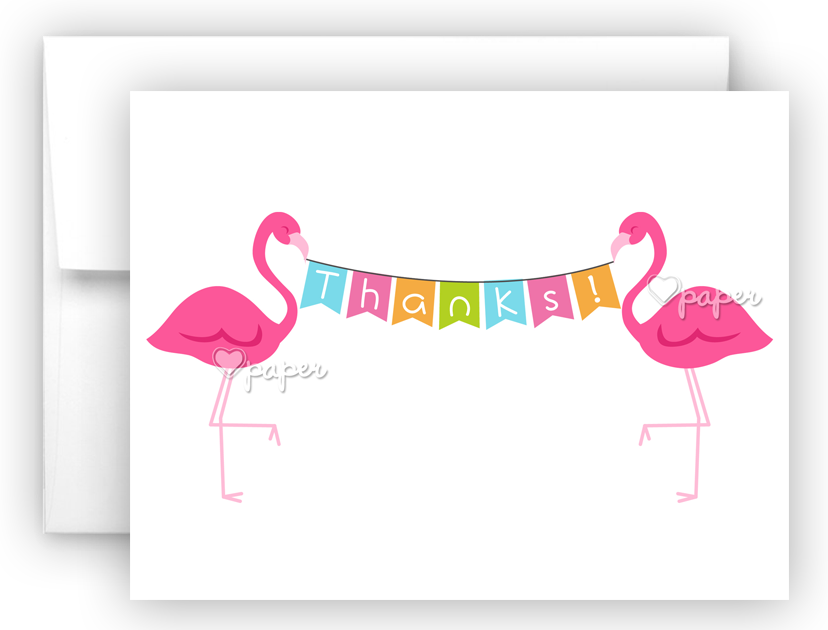 Pink Flamingo Thank You Cards Note Card Stationery - Greater Flamingo (828x630), Png Download