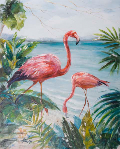 Image For 24x32" Flamingo Painting - Tableau Avec Flamant Rose (519x804), Png Download