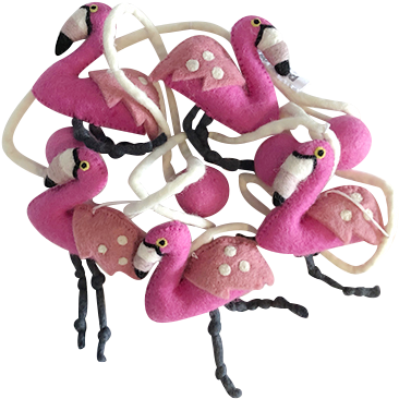 Pink Flamingo Felt Garland Garland Rainbows And Clover - Baby Mobile (667x484), Png Download