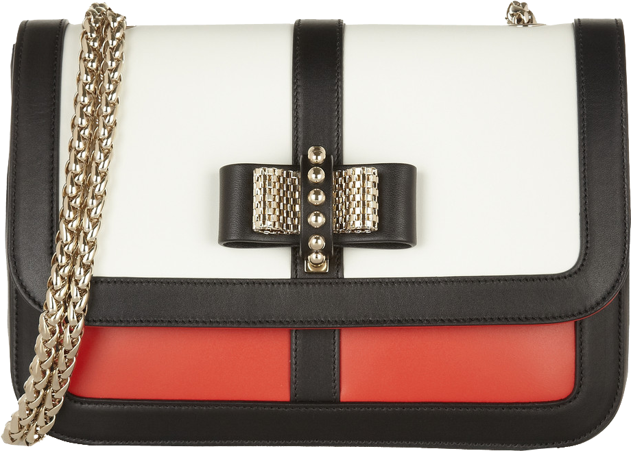 Christian Louboutin Sweet Charity Black White Red Leather - Shoulder Bag (920x693), Png Download