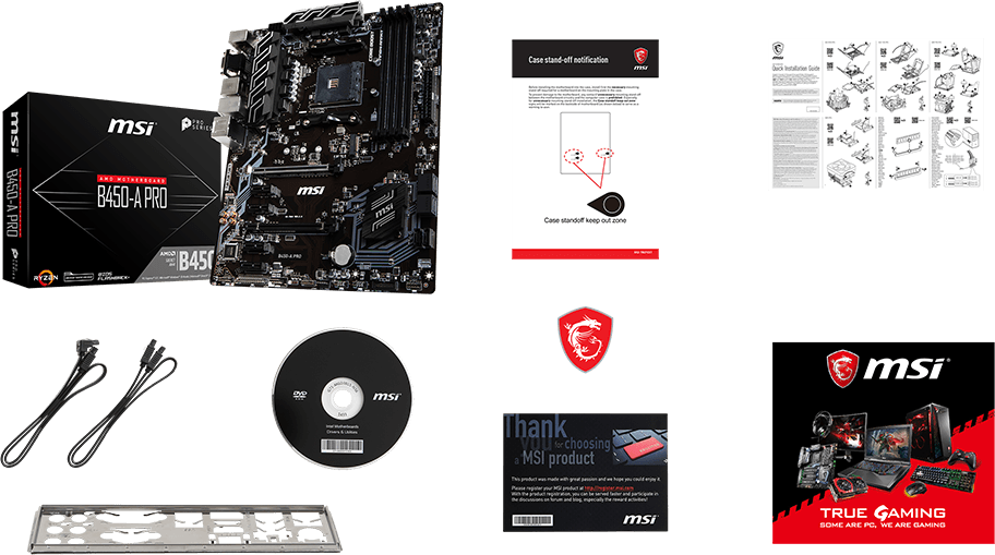 Msi B450-a Pro Box Content - Msi B450 A Pro (912x509), Png Download