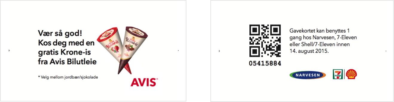 Example With Ice Cream Redeemable In Narvesen, 7 Eleven - Avis Budget (1319x341), Png Download