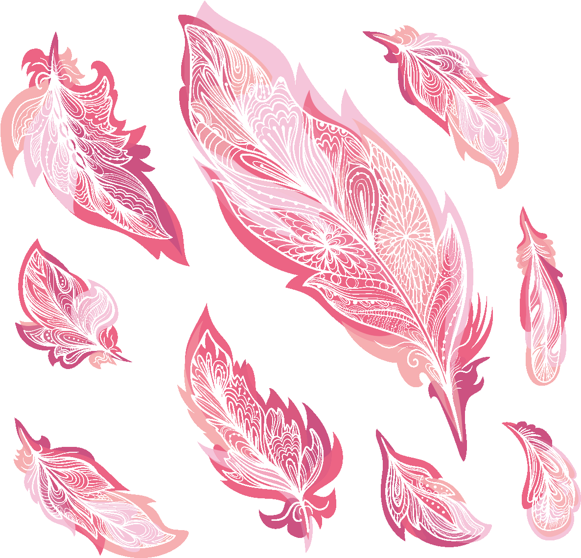 Sticker Boheme Plumes Roses Ambiance Sticker Col Inc - Plumes Roses (1200x1200), Png Download