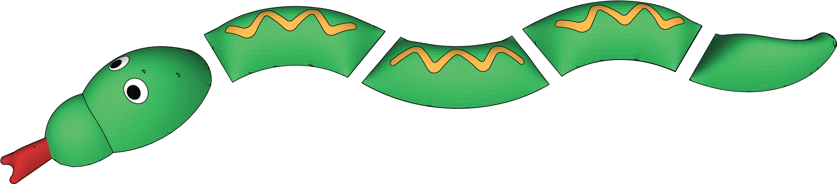 3d Snake, 5 Pcs (3000x1670), Png Download