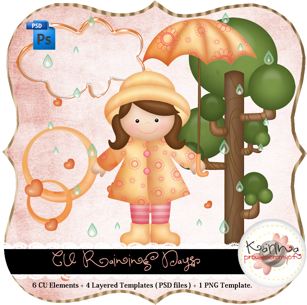Rainy Day Elements By Peek A Boo Designs - Cartoon (1000x1000), Png Download