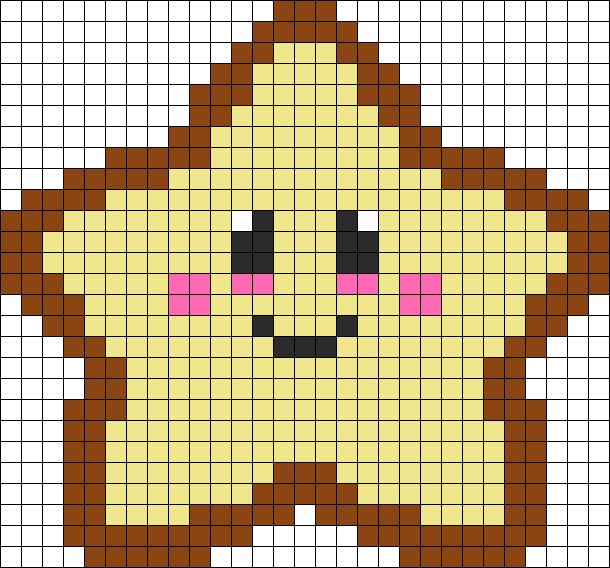 Kawaii Star Perler Bead Pattern / Bead Sprite - Disegni Pixel Art Animali (610x568), Png Download