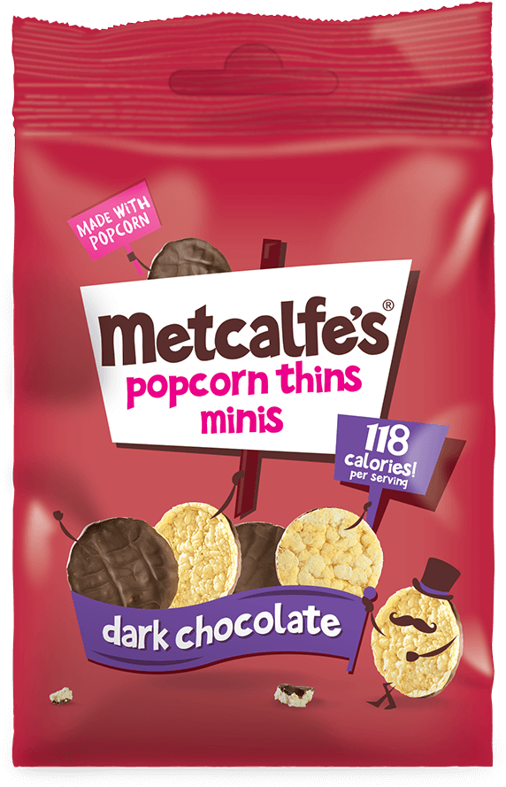 Dark Chocolate Popcorn Thins Minis - Metcalfe Popcorn (916x1220), Png Download