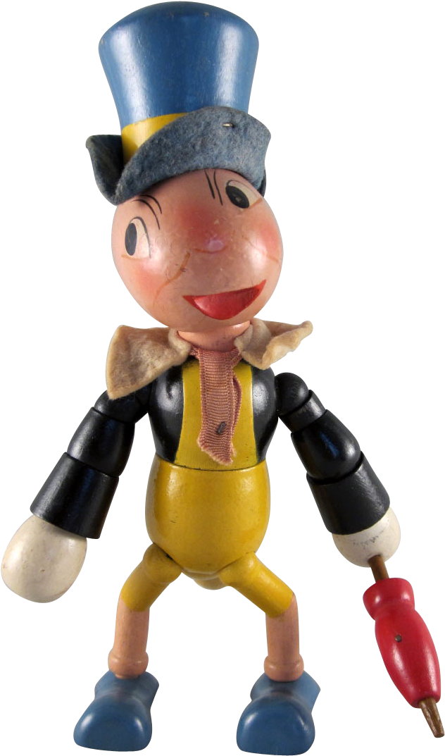 Ideal Wooden Jiminy Cricket Figure - Cartoon (1072x1072), Png Download