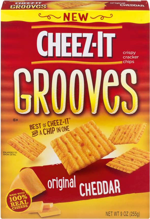 Cheez-it Grooves Crispy Cracker Chips Original Cheddar, - Cheez Its (1000x1000), Png Download