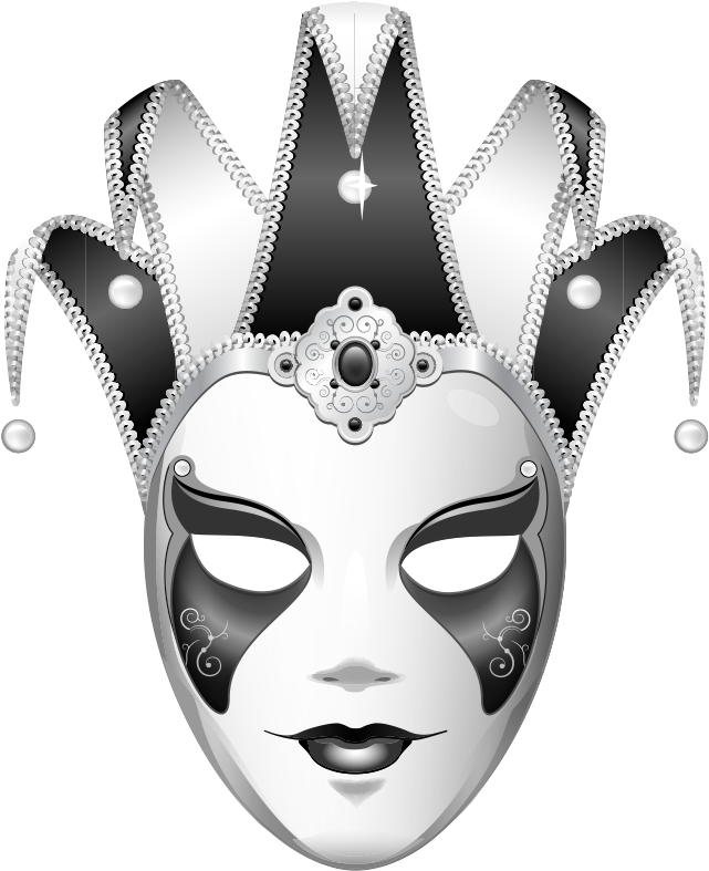 Mask Black And White Jester Transprent Png - Black And White Mask Png (1000x1000), Png Download