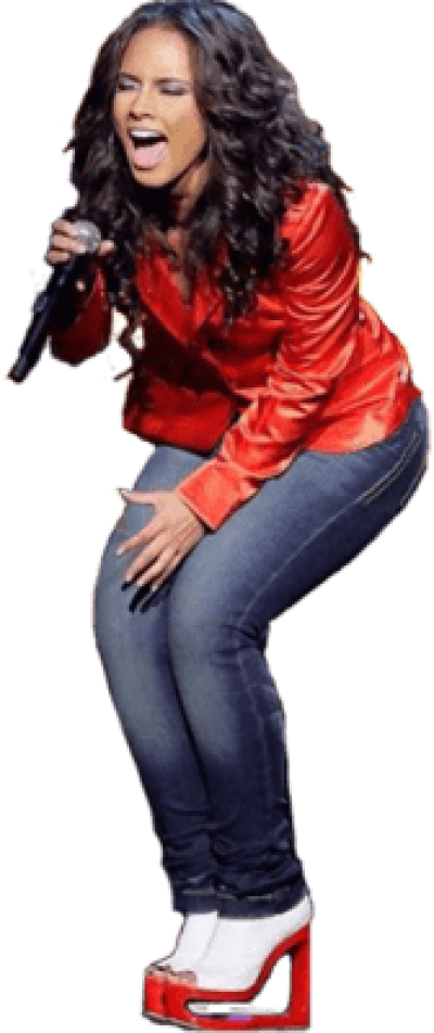 Alicia Keys Singing Loud - Alicia Keys Psd (400x952), Png Download