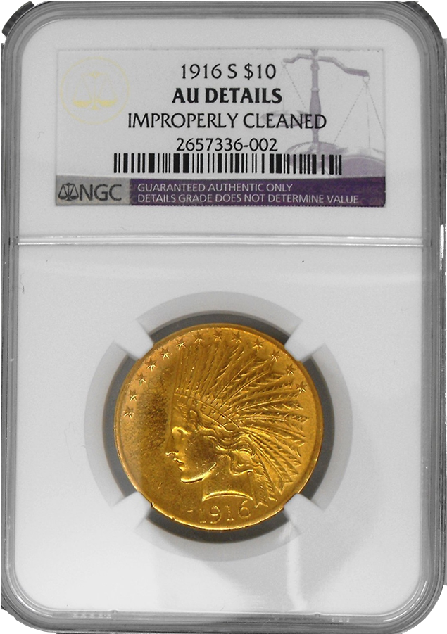 Pre-owned 1916 Usa Indian Head $10 Gold Coin Ngc Graded - Money (900x900), Png Download