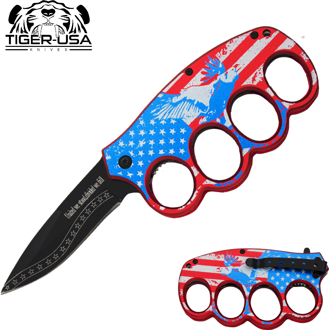 8 Inch Patriotic Eagle U - American Flag Knife Knuckle (1500x1500), Png Download