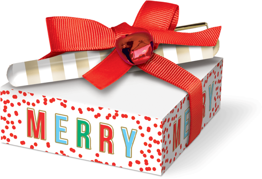 Merry Sticky Stack With Pen - Wrapping Paper (1000x1000), Png Download