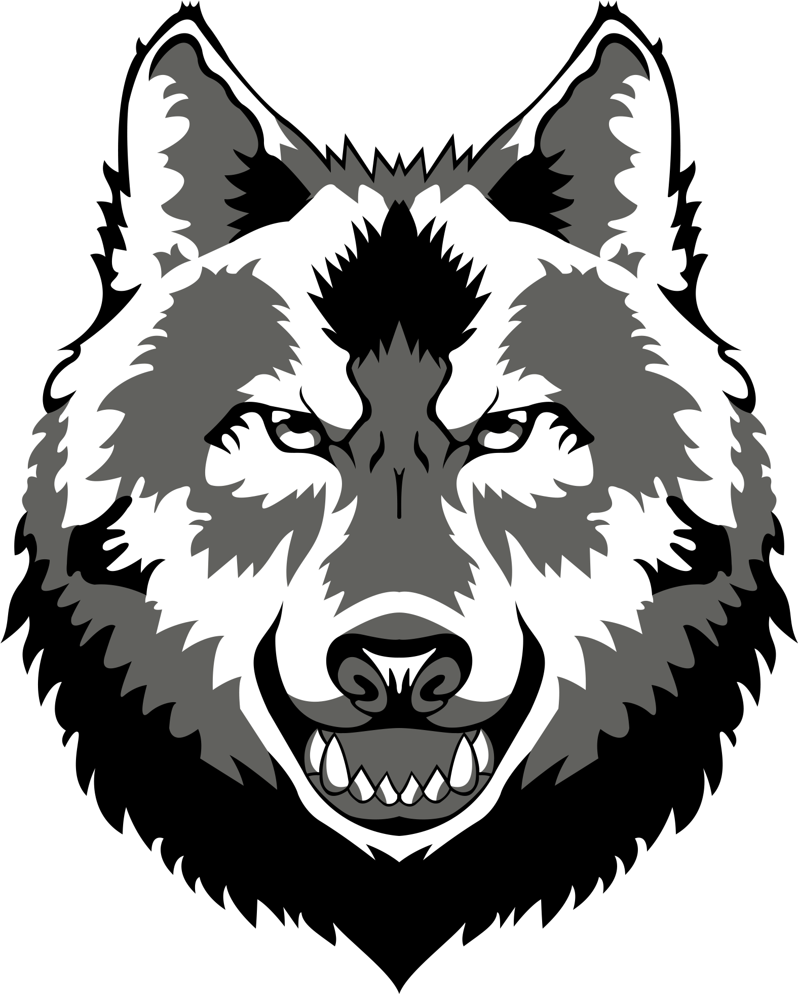 Black And White Wolf Drawing - Zyuohger Wolf (2124x2071), Png Download