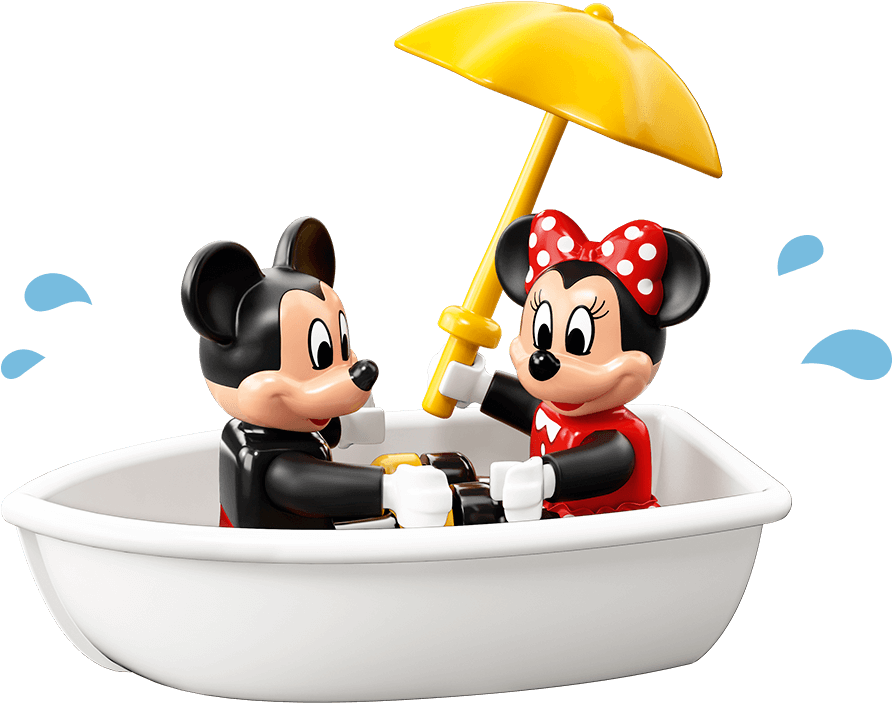 Mickey And Minnie In A Boat - ミッキー ミニー レゴ ボート (971x900), Png Download