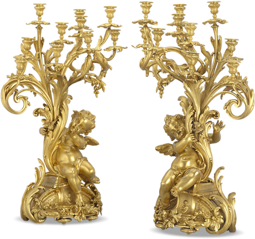 Barbedienne Gilt Bronze Candelabra - Bronze Sculpture (1351x1080), Png Download