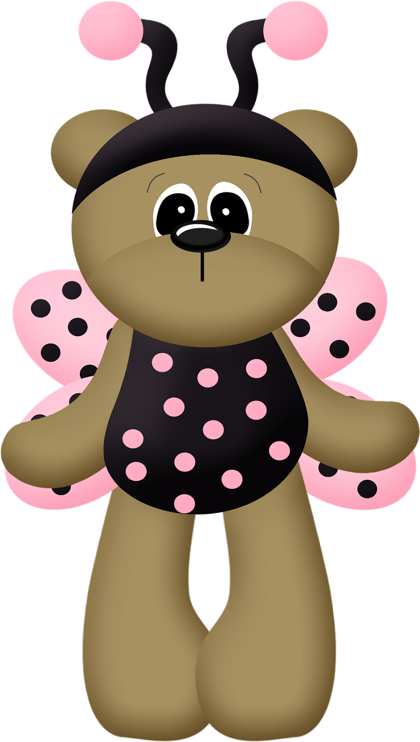 Ladybug Dress Bears Clip Art - Cartoon (996x1600), Png Download