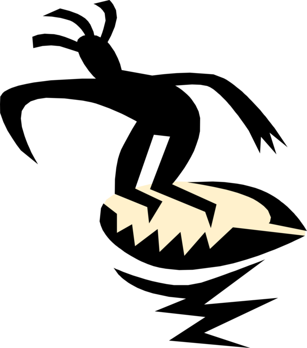 Vector Illustration Of Surfer With Surfboard On Ocean - Bodyboard (618x700), Png Download