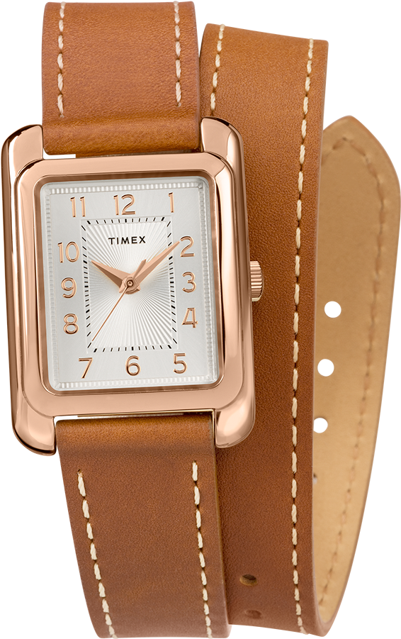 Addison Double Wrap 25mm Leather Strap Watch Rose Gold - Womens Double Strap Watch (750x900), Png Download