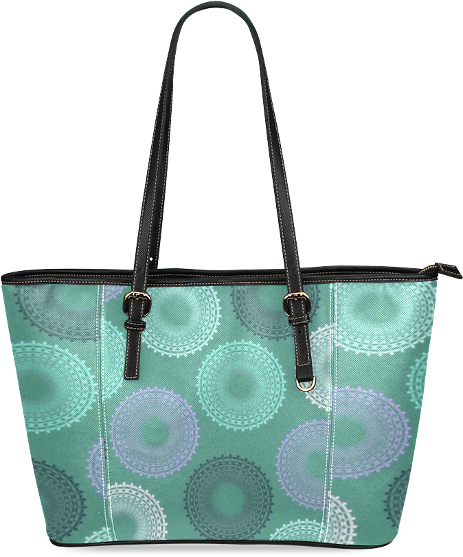 Teal Sea Foam Green Lace Doily Leather Tote Bag/small - Handbag (1000x1000), Png Download