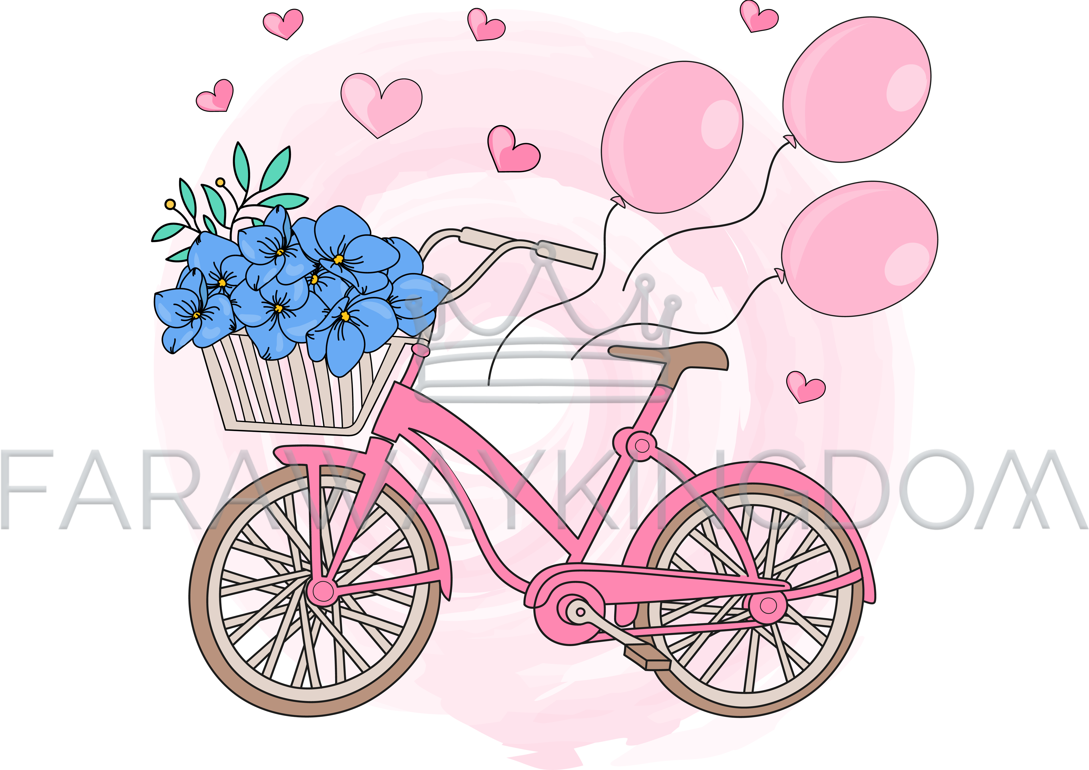 Party Bicycle Valentine Day Holiday Vector Illustration - Illustration (3508x2480), Png Download