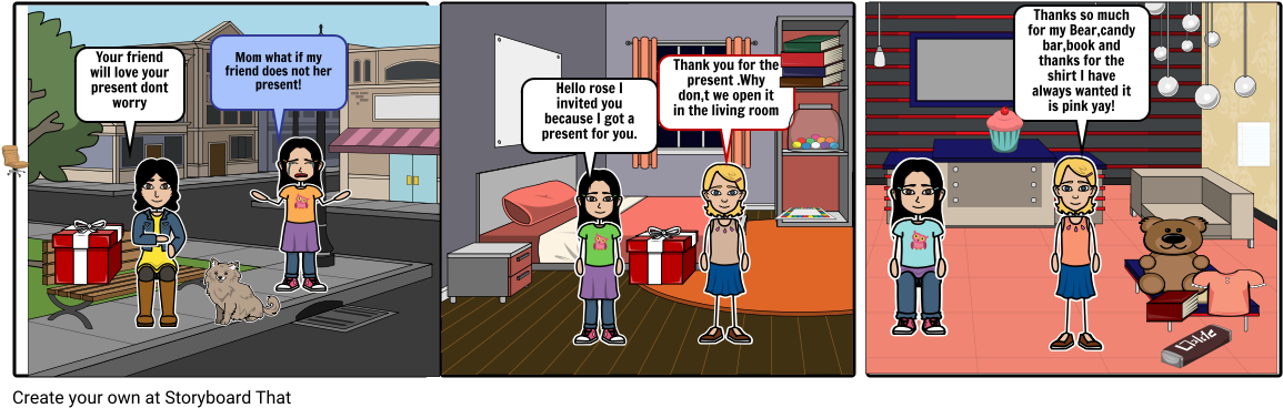 They Girl That Was Worried About Her Present - Cartoon (1164x385), Png Download